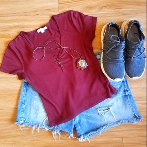 Socialite Maroon Crop Top Sz Lg